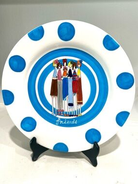 Impressions White Decorative Ceramic Plate with Display Stand